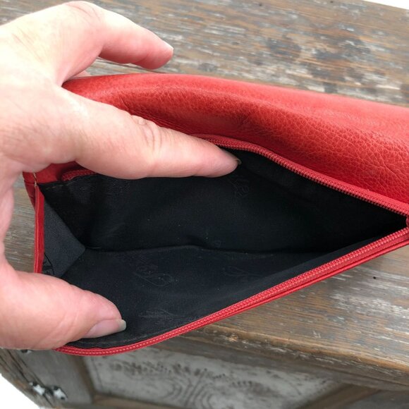 Vintage Fossil Genuine Leather Tri-Fold Checkbook Wallet Red - Picture 8 of 12